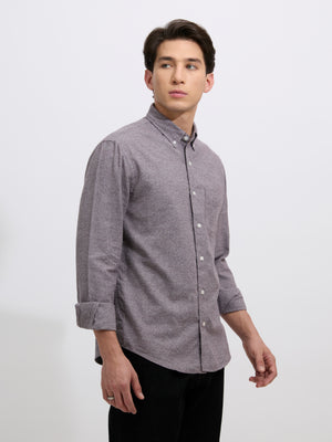 Men's Brushed Melange Plain Shirt in Brown