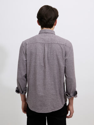 Men's Brushed Melange Plain Shirt in Brown