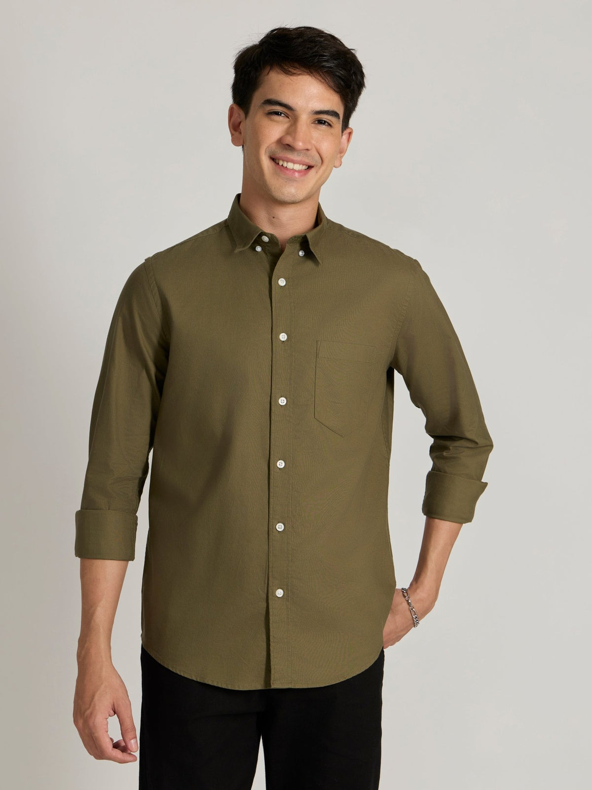 Fakaro - Turkish Fit Oxford Shirt - Olive Green - Espanshe