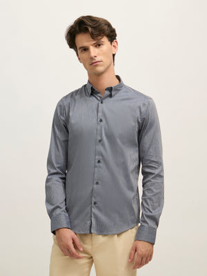 men's Striped Shirt - dark blue