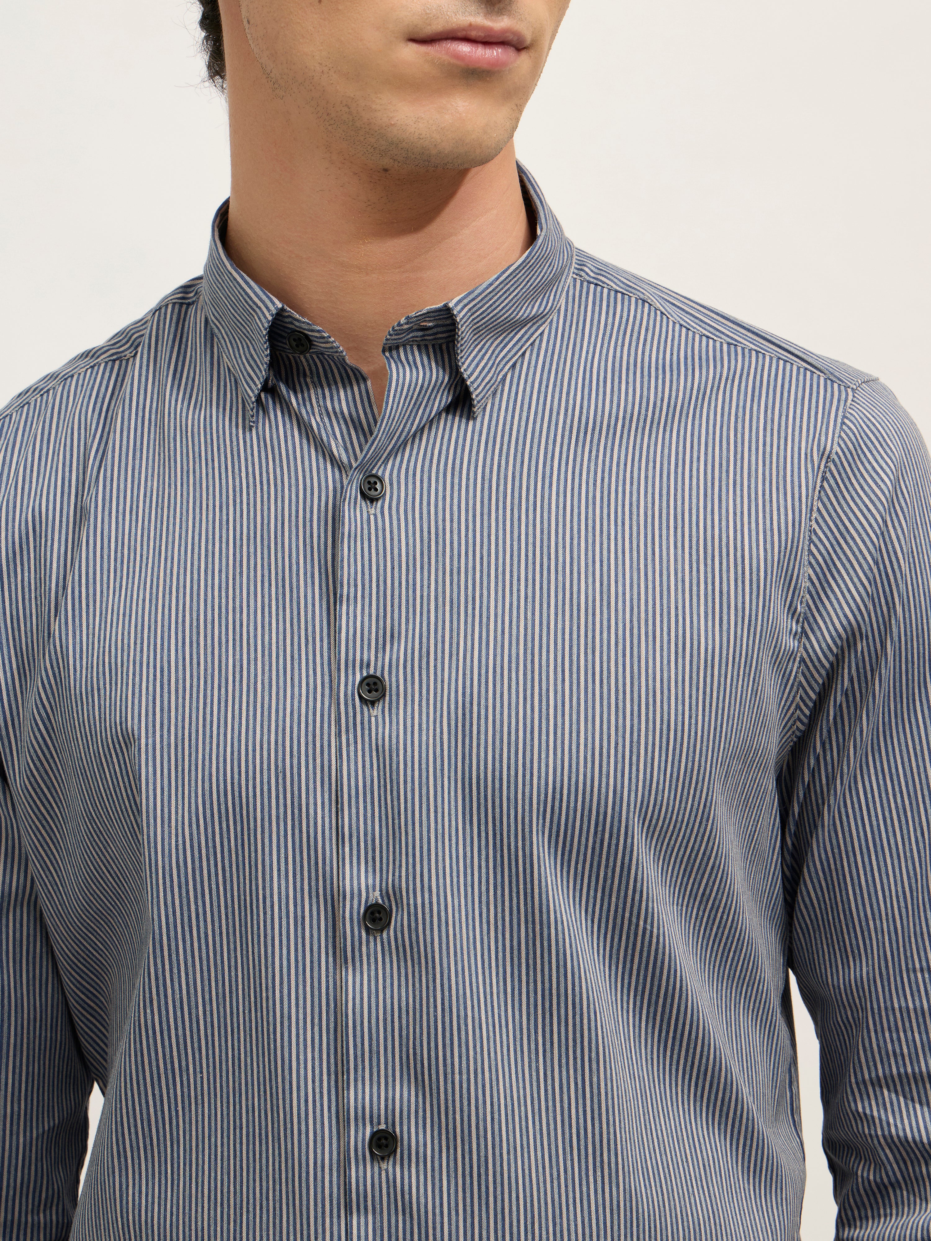 men's Striped Shirt - dark blue