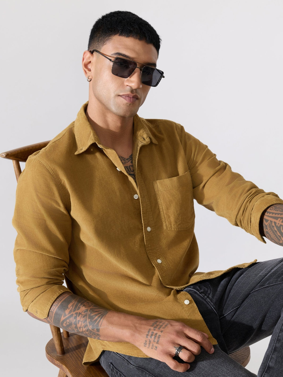 Kokamo - Relaxed Corduroy Shirt - Mustard - Espanshe