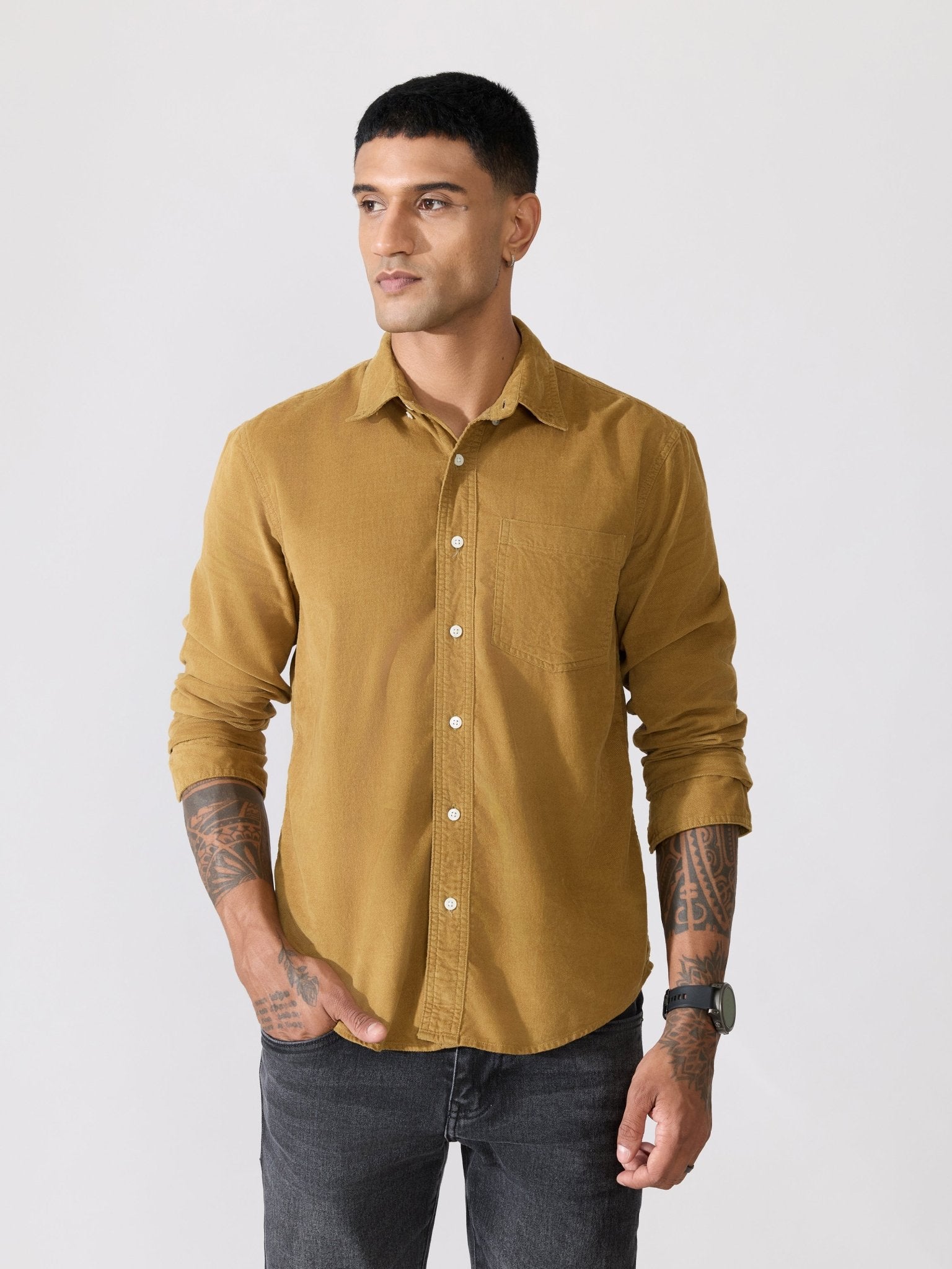 Kokamo - Relaxed Corduroy Shirt - Mustard - Espanshe