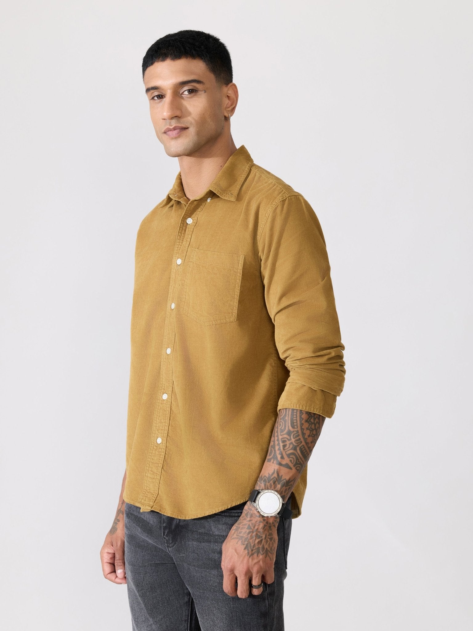 Kokamo - Relaxed Corduroy Shirt - Mustard - Espanshe