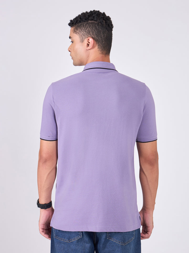 Men's Polo T-Shirt with Contrast Tipping - Dusted Grape
