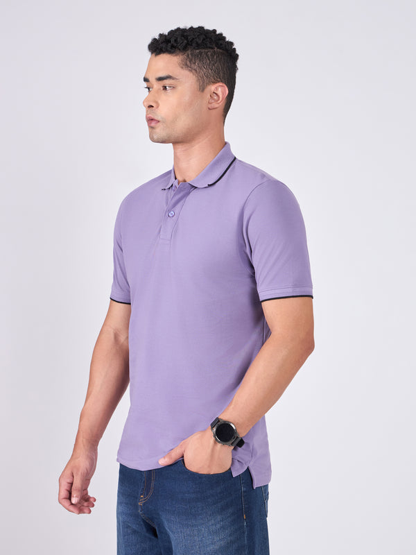 Orwell - Polo T-Shirt with Contrast Tipping -  Dusted Grape
