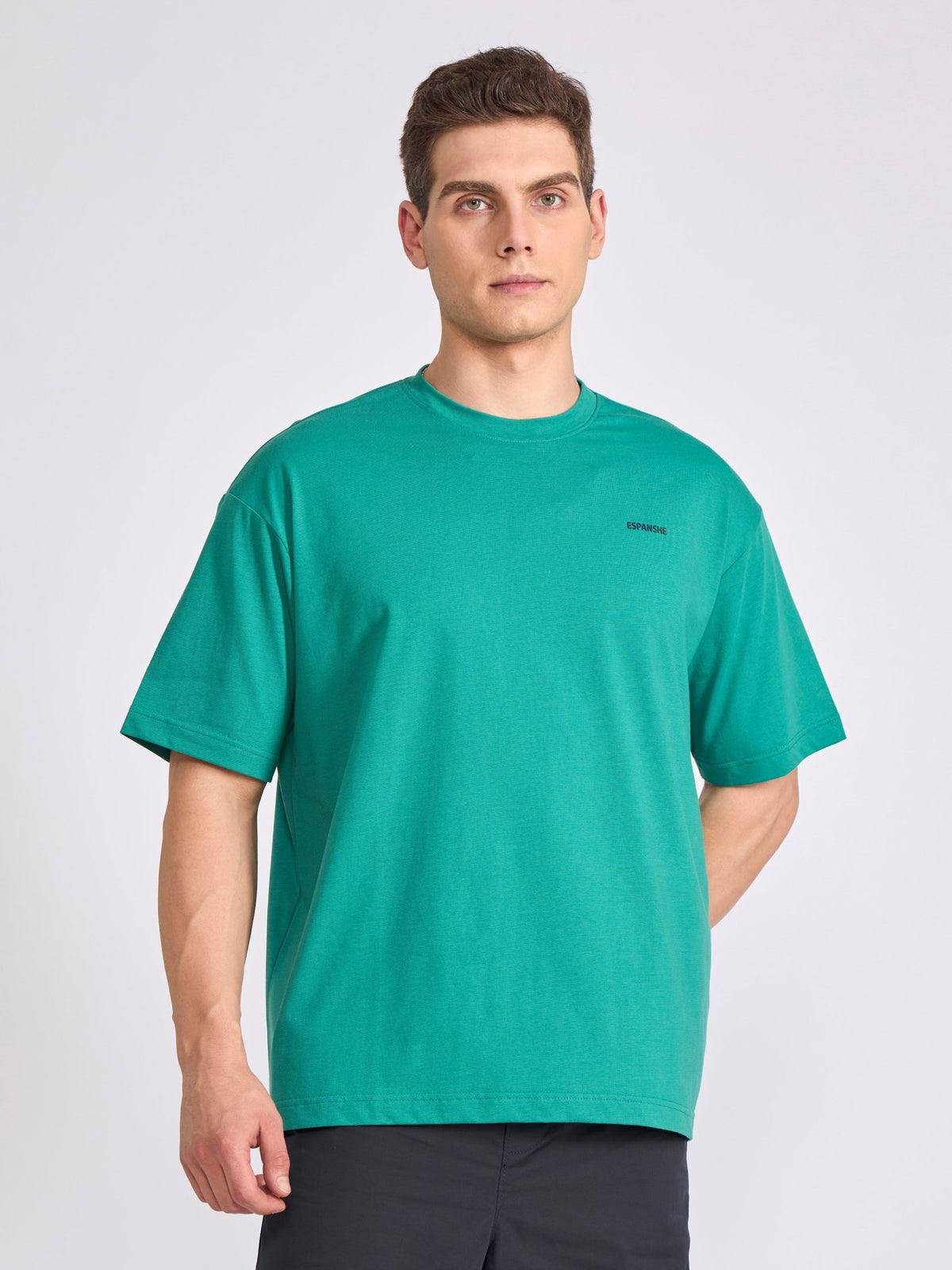 Tibald - Oversized Round neck T Shirt - Green - Espanshe