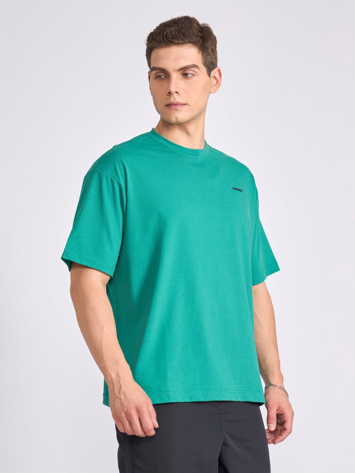 Tibald - Oversized Round neck T Shirt - Green - Espanshe