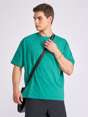 Men's Oversized Round neck T Shirt in  green