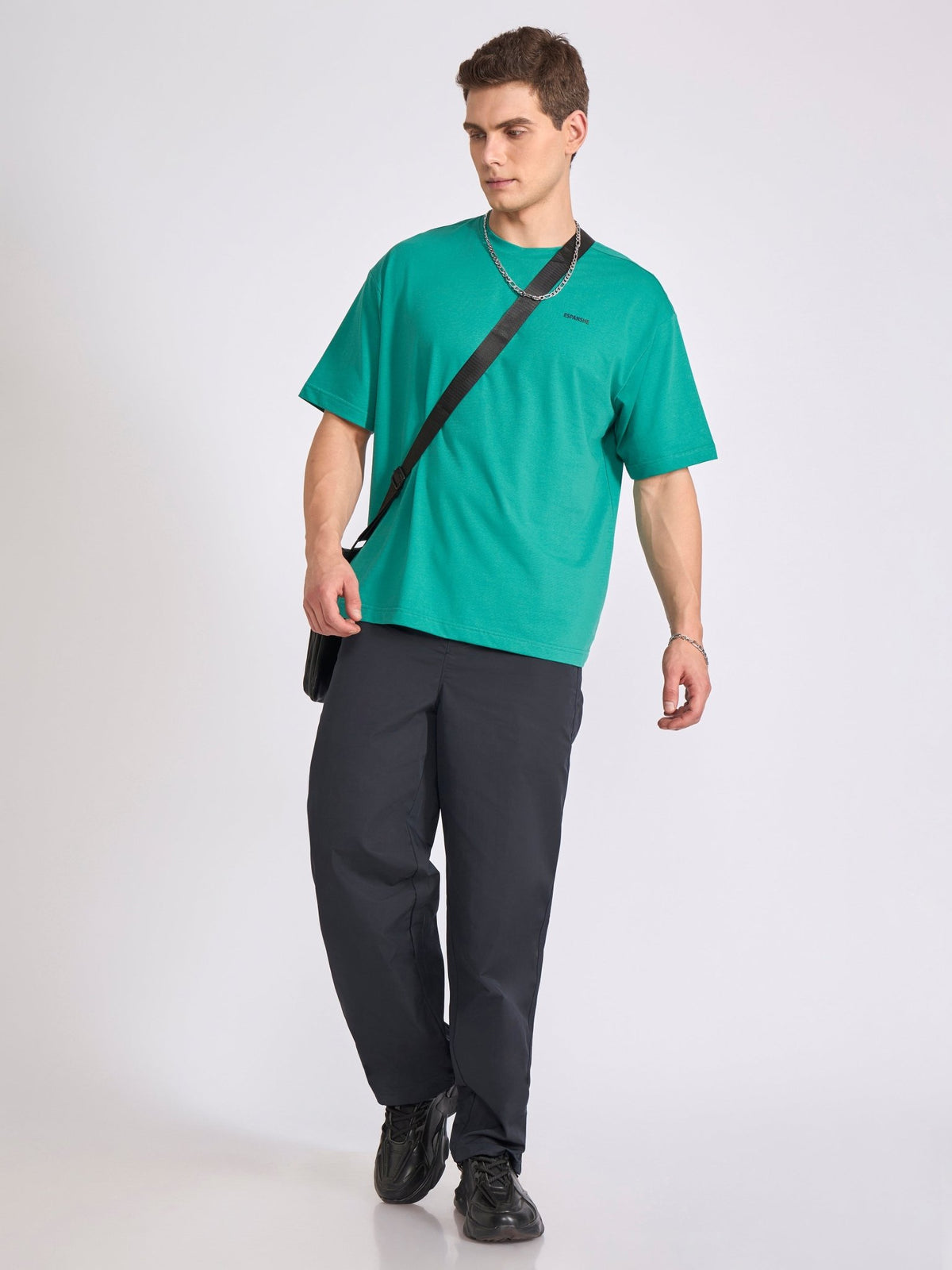 Tibald - Oversized Round neck T Shirt - Green - Espanshe