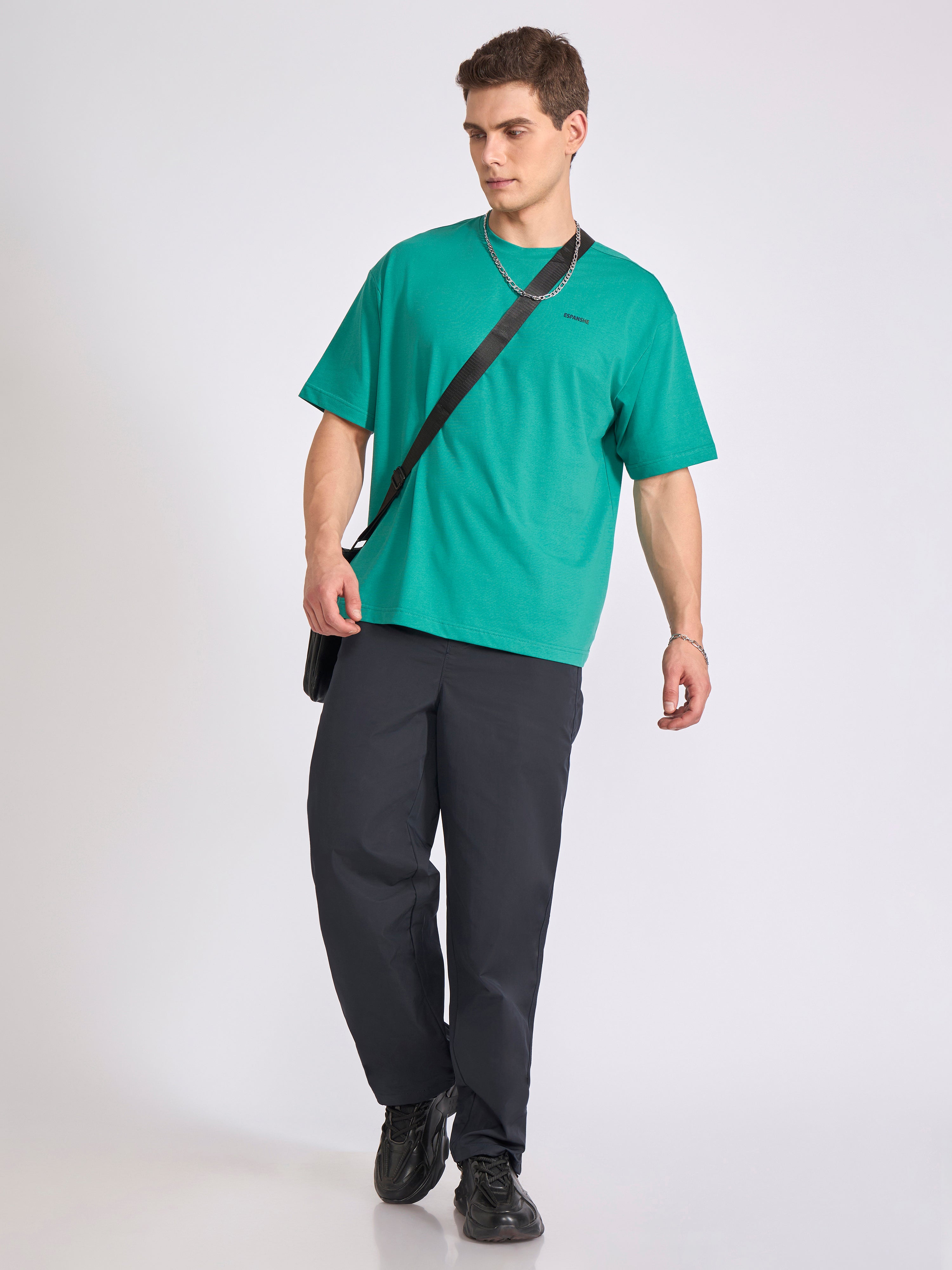 Men's Oversized Round neck T Shirt in  green