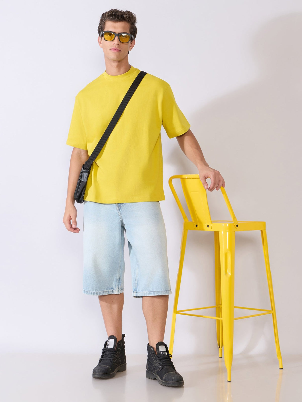 Vynora - Loose Fit Round Neck T-Shirt - Yellow Jasmine - Espanshe