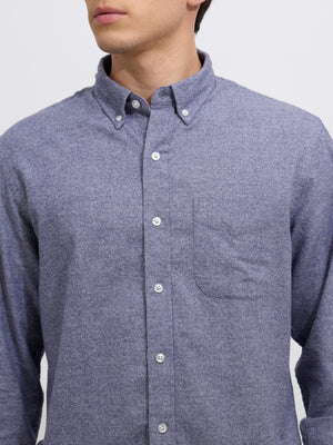 Men's Brushed Melange Plain Shirt - Blue