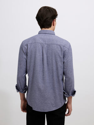Men's Brushed Melange Plain Shirt - Blue