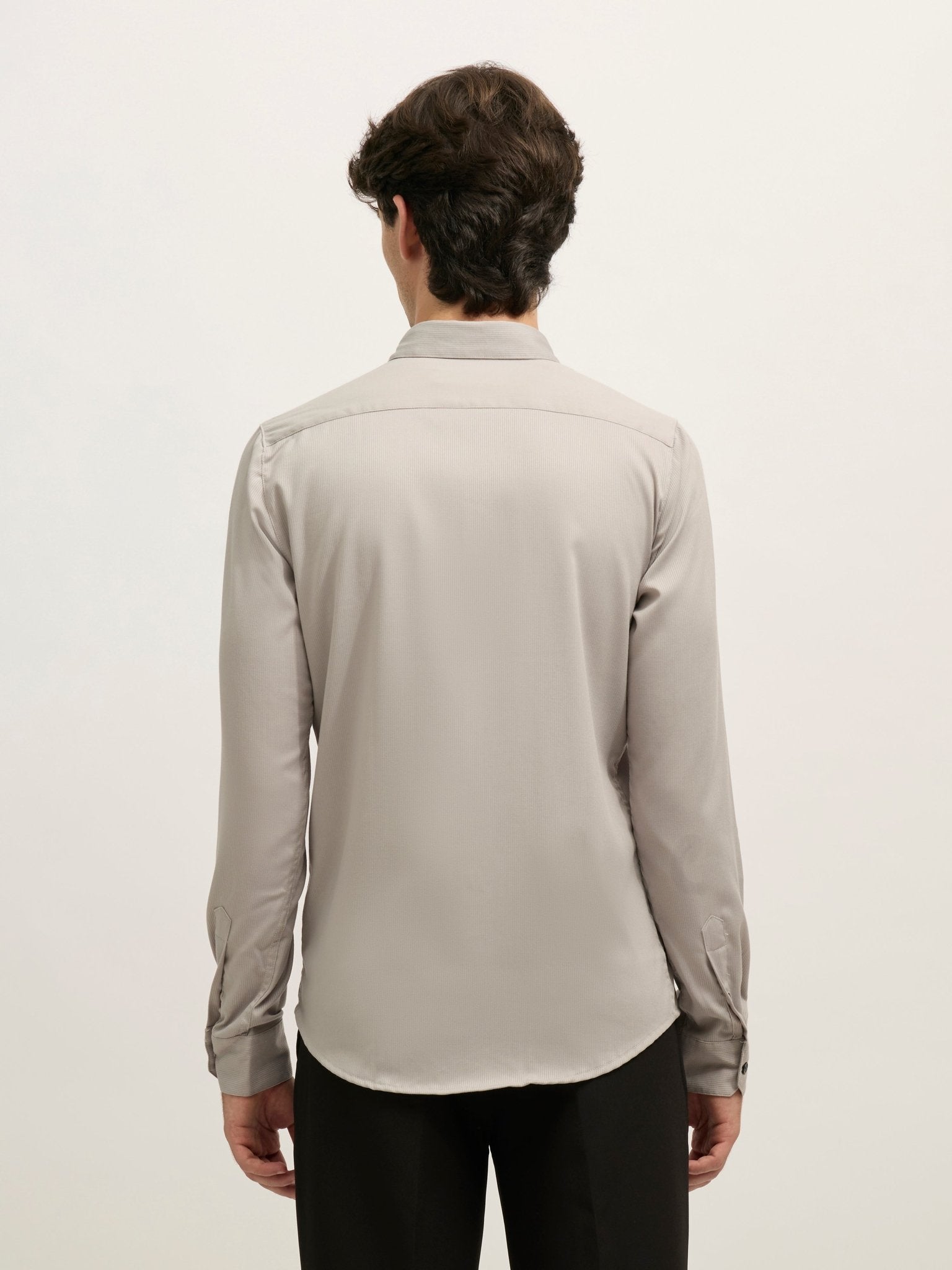 Ivar - Turkish Fit Striped Shirt - Sand Grey - Espanshe