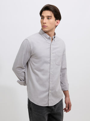 Men's Brushed Melange Plain Shirt in light gray