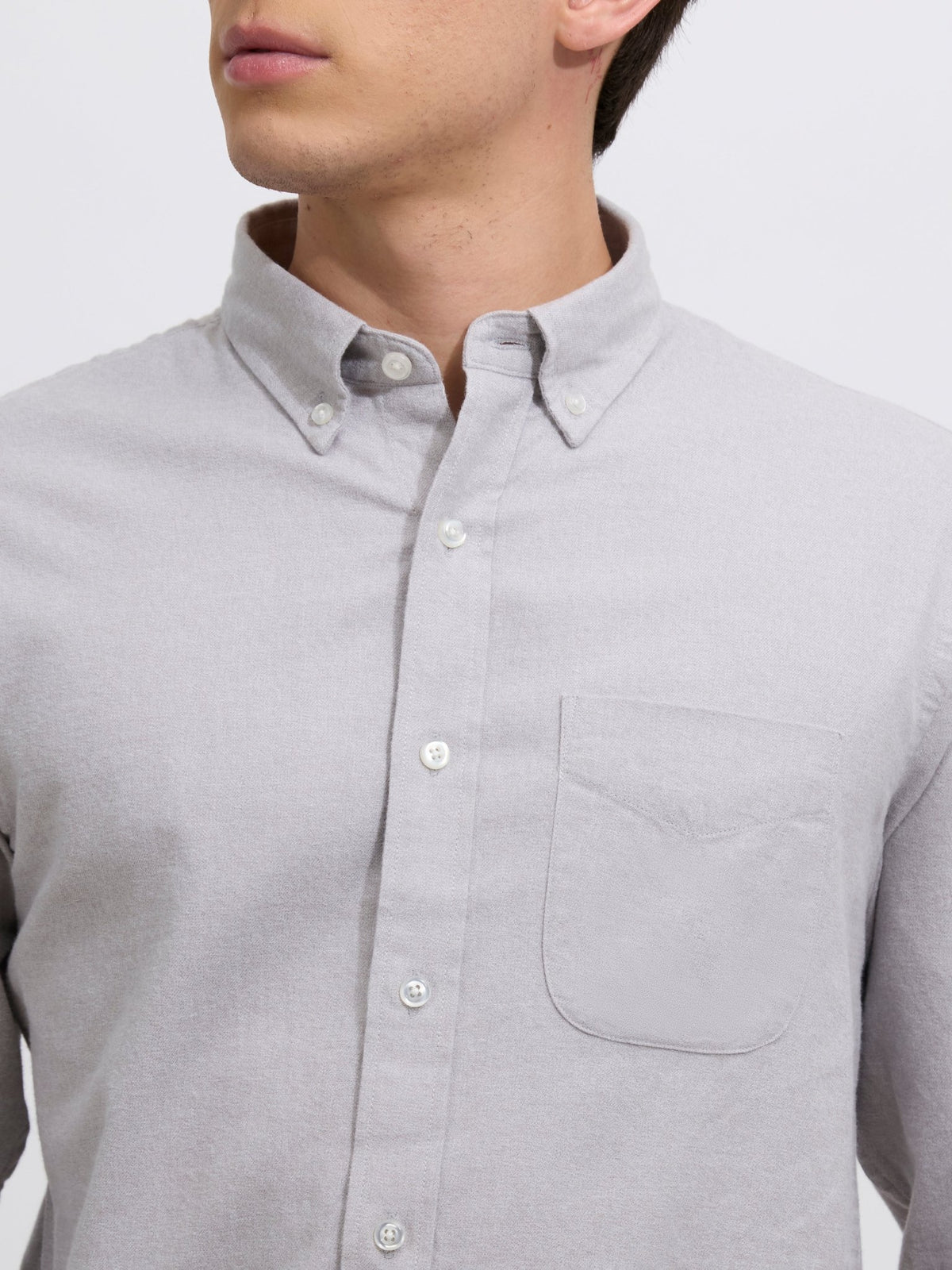 Floyd - Brushed Melange Plain Shirt - Light Grey - Espanshe