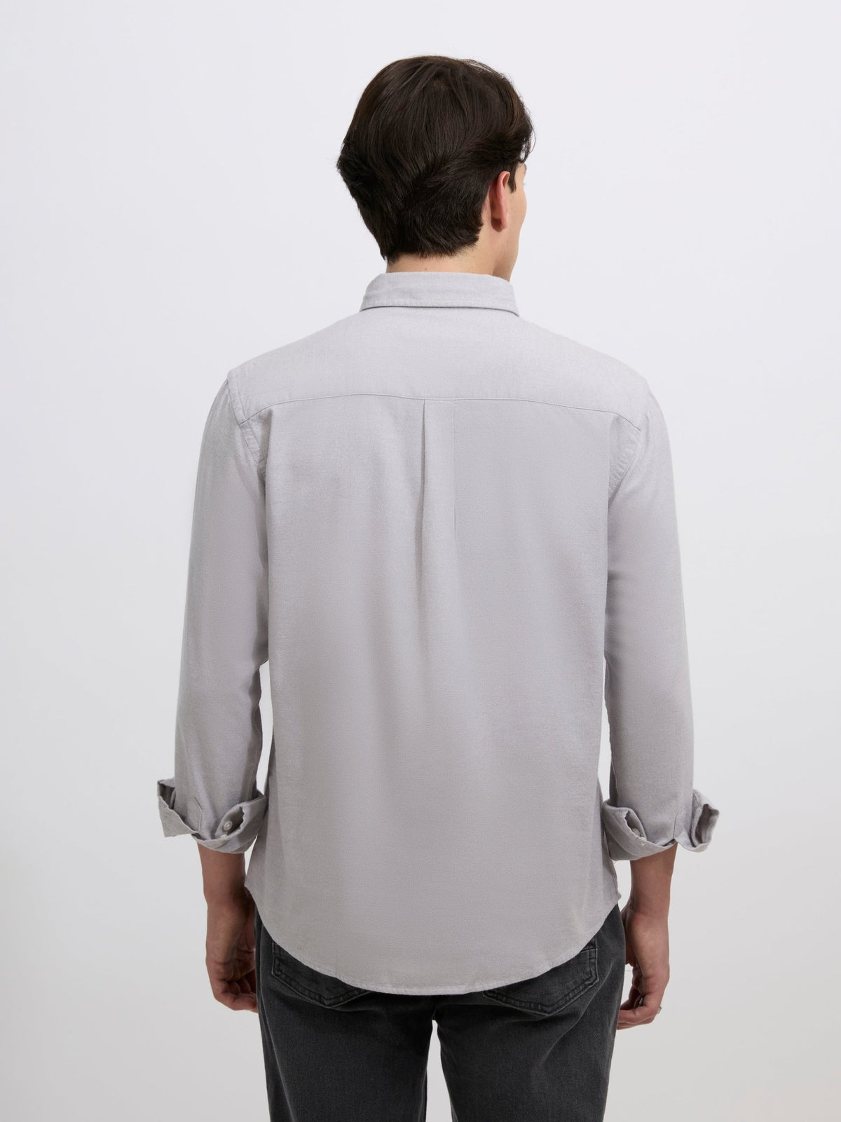 Floyd - Brushed Melange Plain Shirt - Light Grey - Espanshe