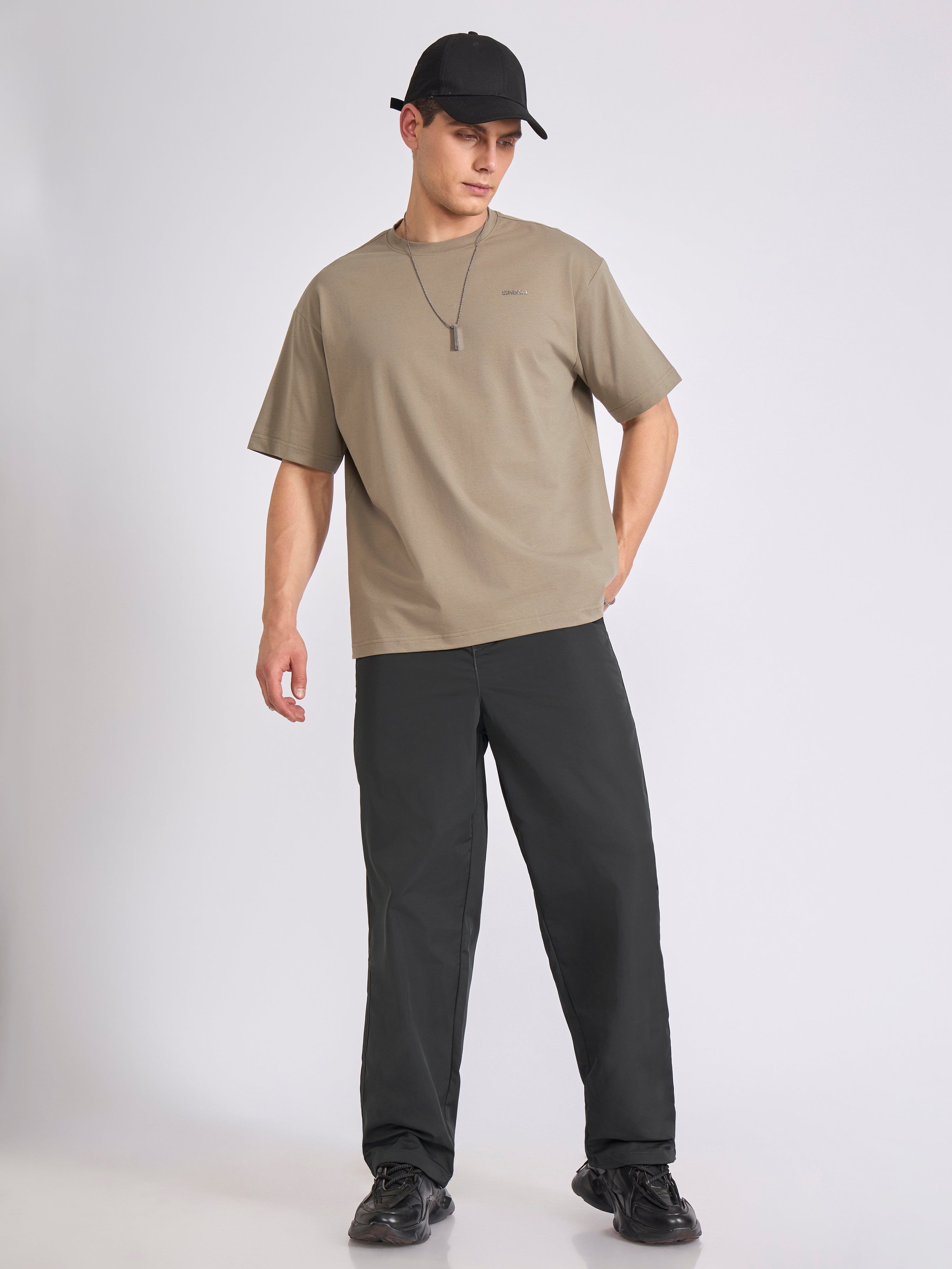 Men's Oversized Round neck T Shirt in sage green