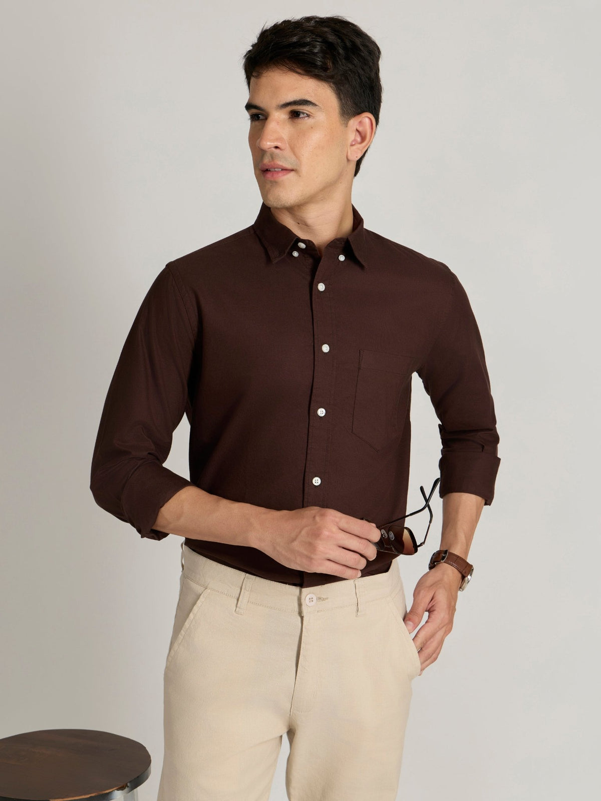 Fakaro - Turkish Fit Oxford Shirt - Brown - Espanshe