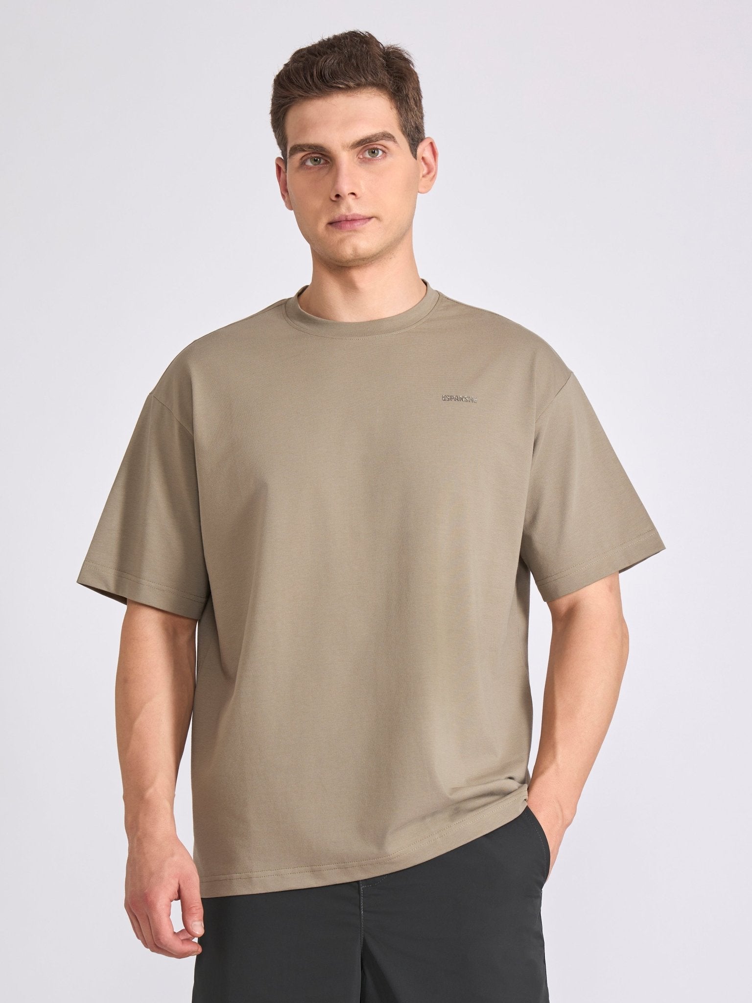 Tibald - Oversized Round neck T Shirt - Sage Green - Espanshe
