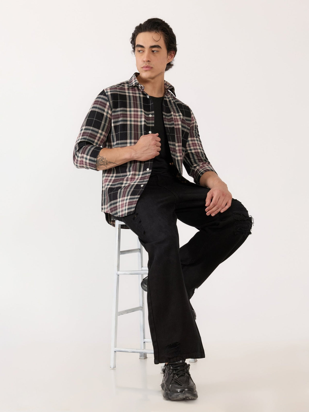 Katasha - Turkish Fit Checked Shirt - Black - Espanshe
