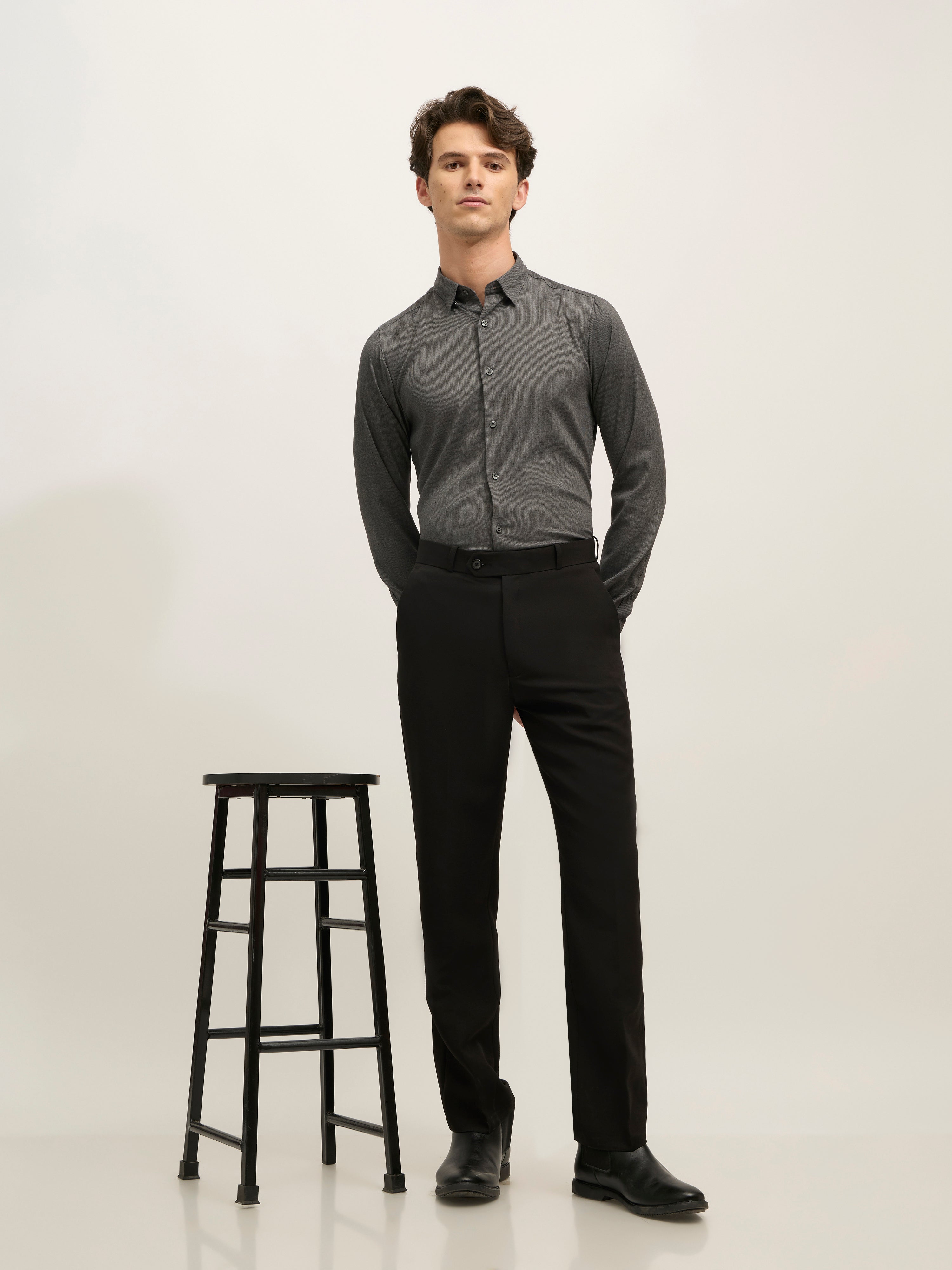 men's Straight Fit Formal Pant - black