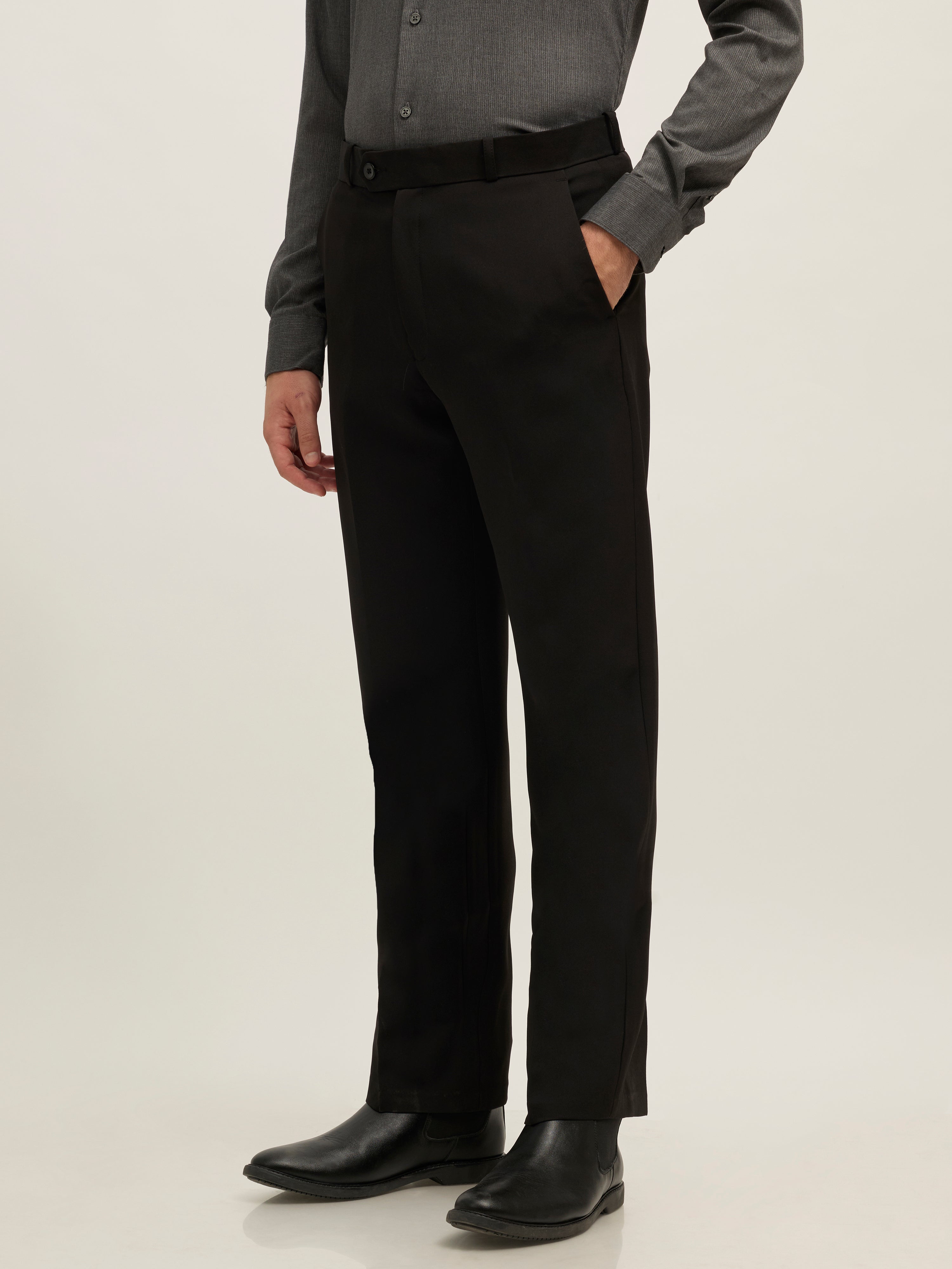 men's Straight Fit Formal Pant - black