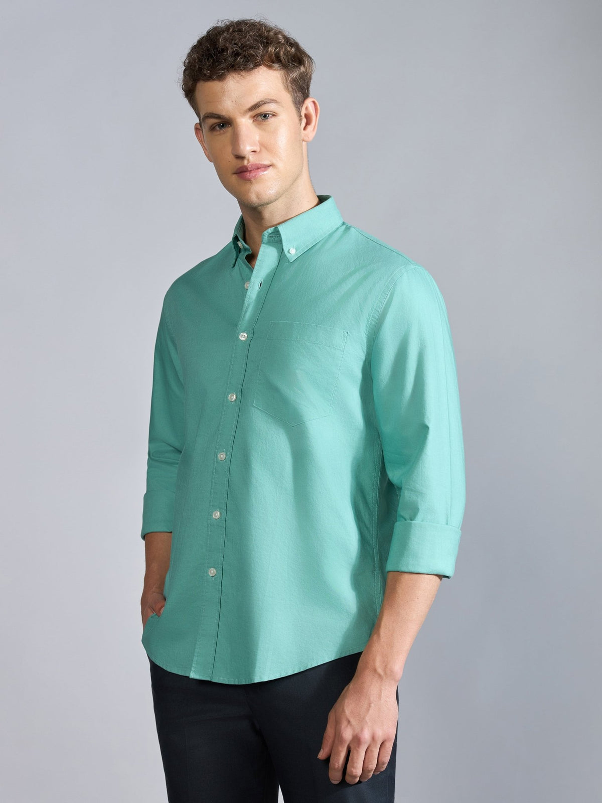 Flux - Relaxed Fit Oxford Shirt - Soft Green - Espanshe