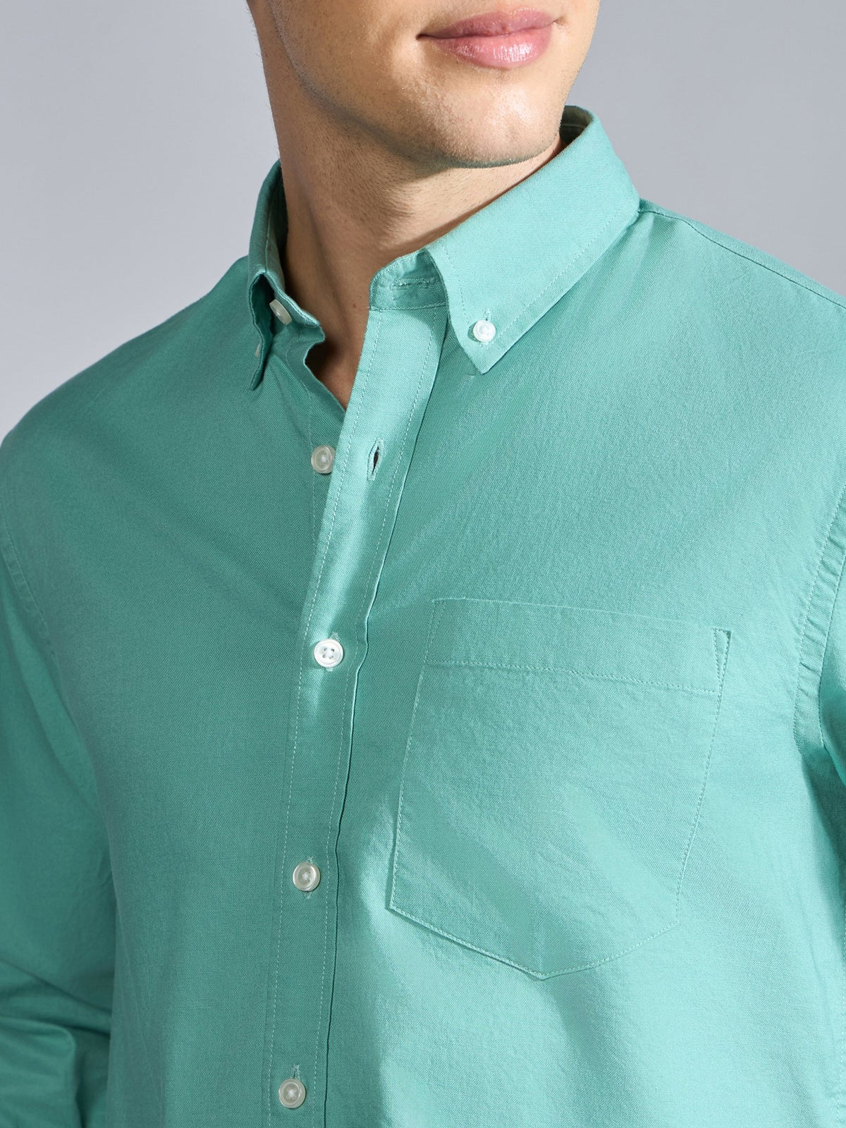 Flux - Relaxed Fit Oxford Shirt - Soft Green - Espanshe