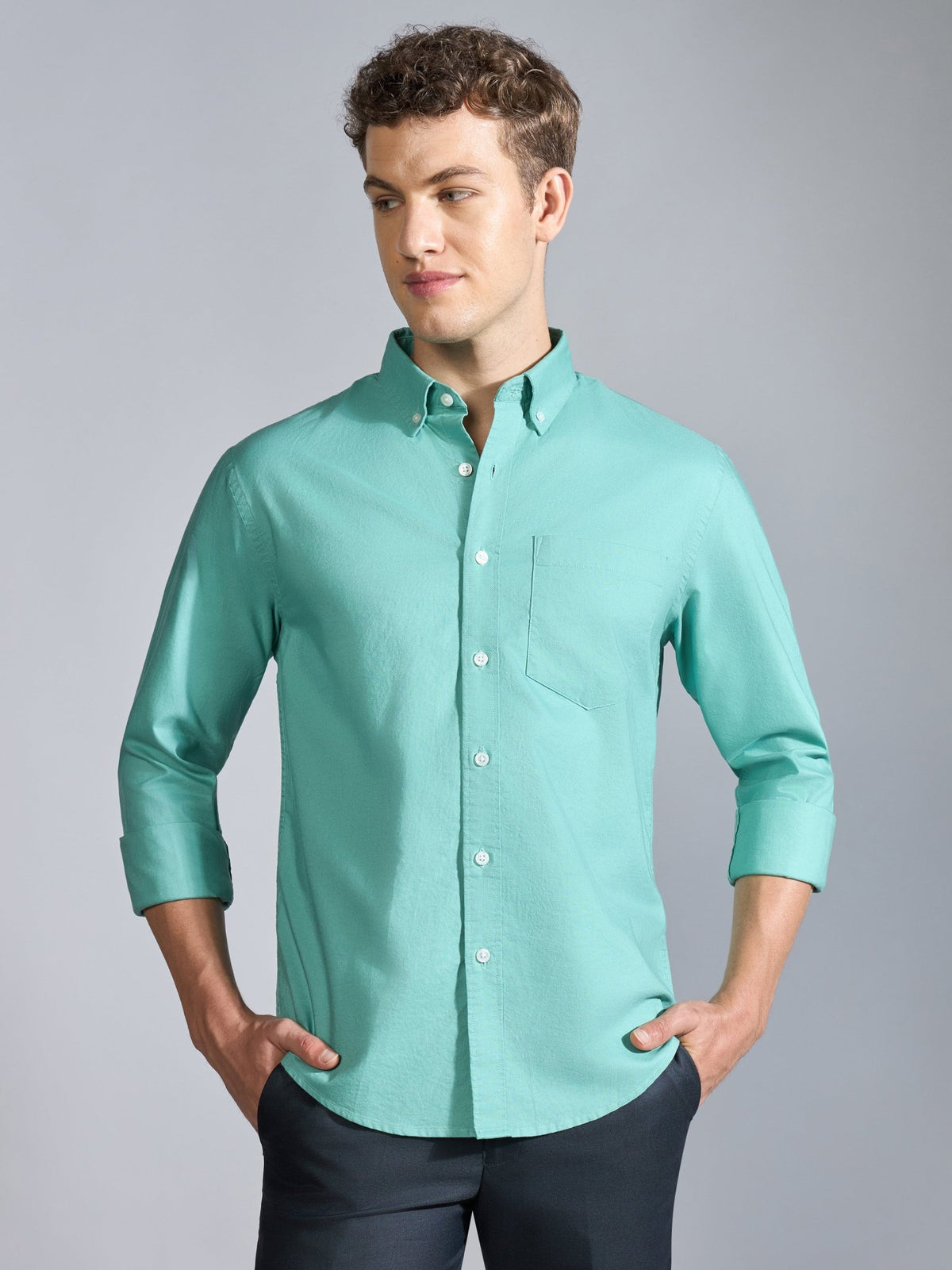 Flux - Relaxed Fit Oxford Shirt - Soft Green - Espanshe