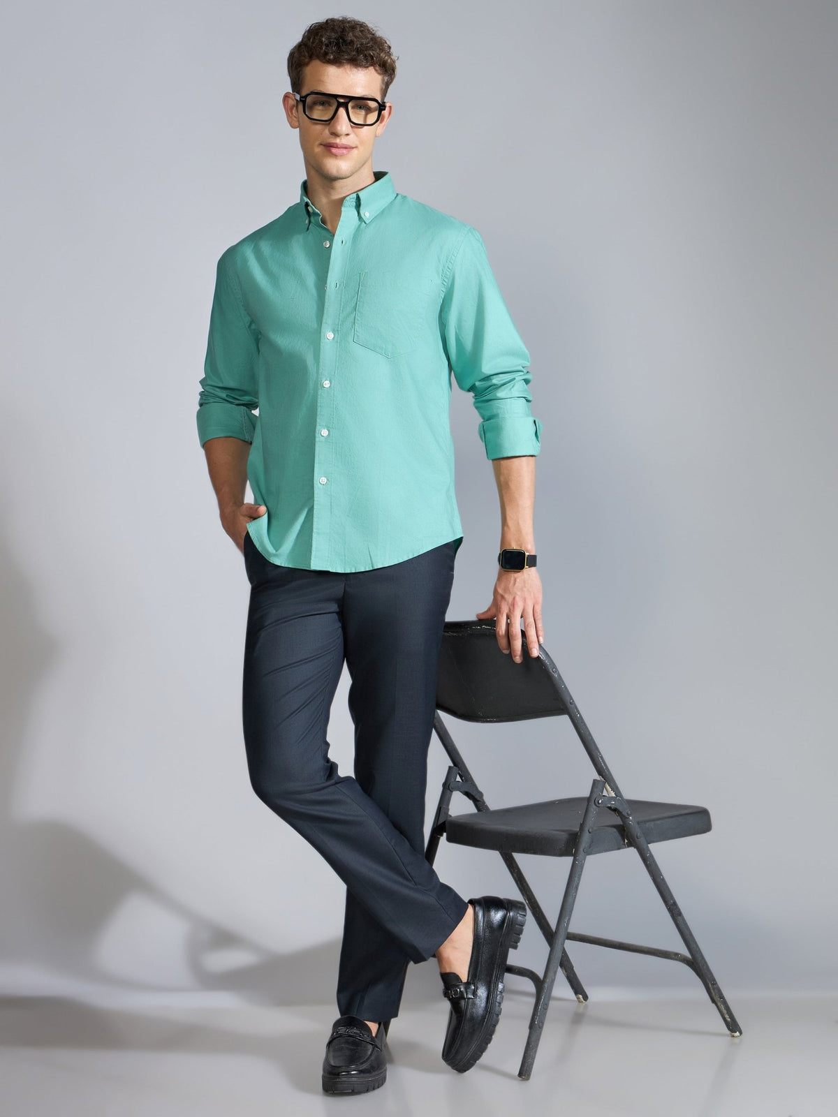 Flux - Relaxed Fit Oxford Shirt - Soft Green - Espanshe