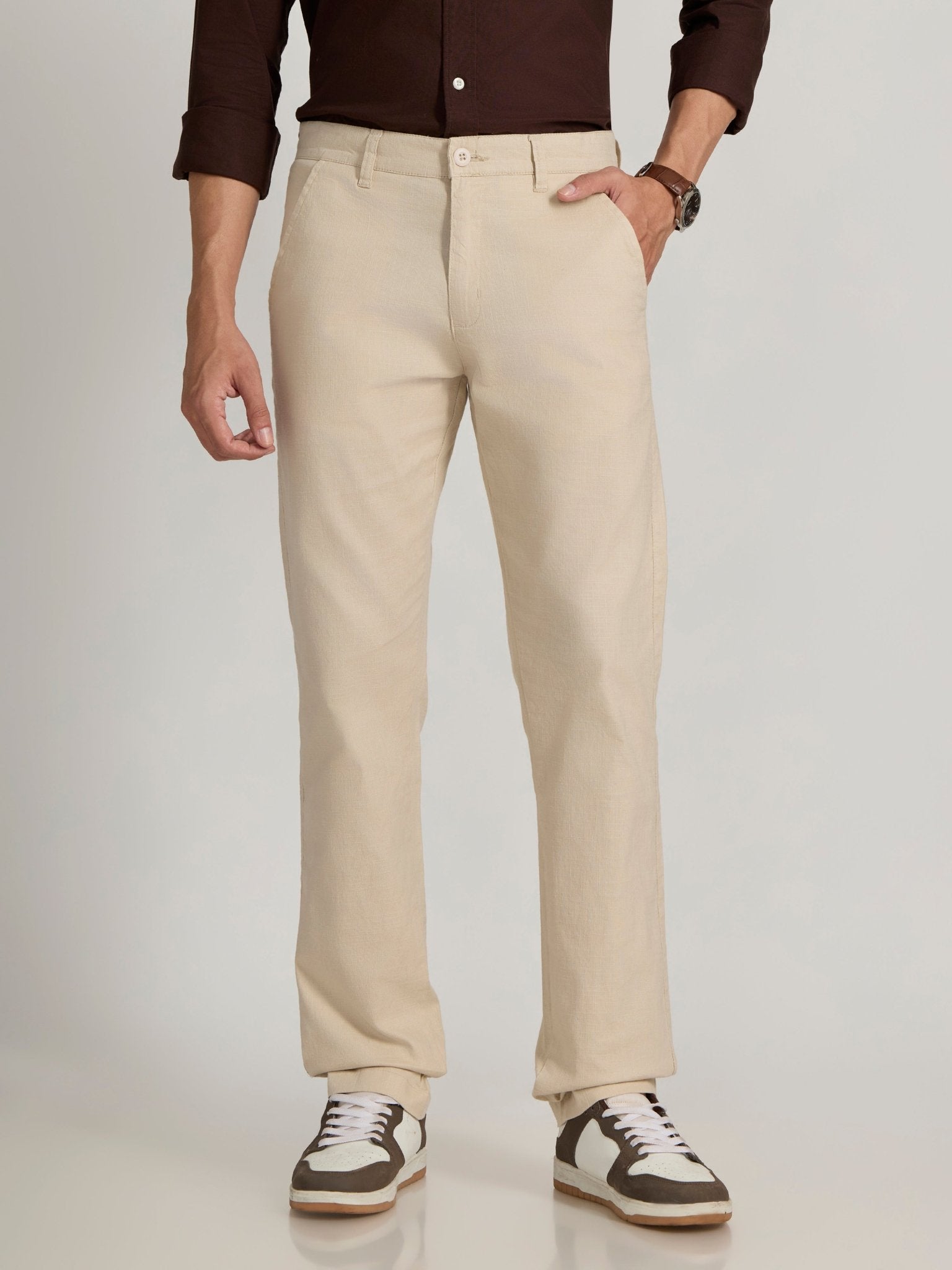 Eli - Slim Fit Pant - Cream - Espanshe