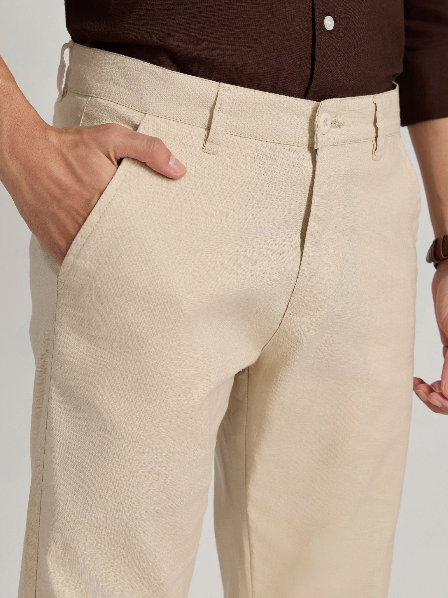 Eli - Slim Fit Pant - Cream - Espanshe