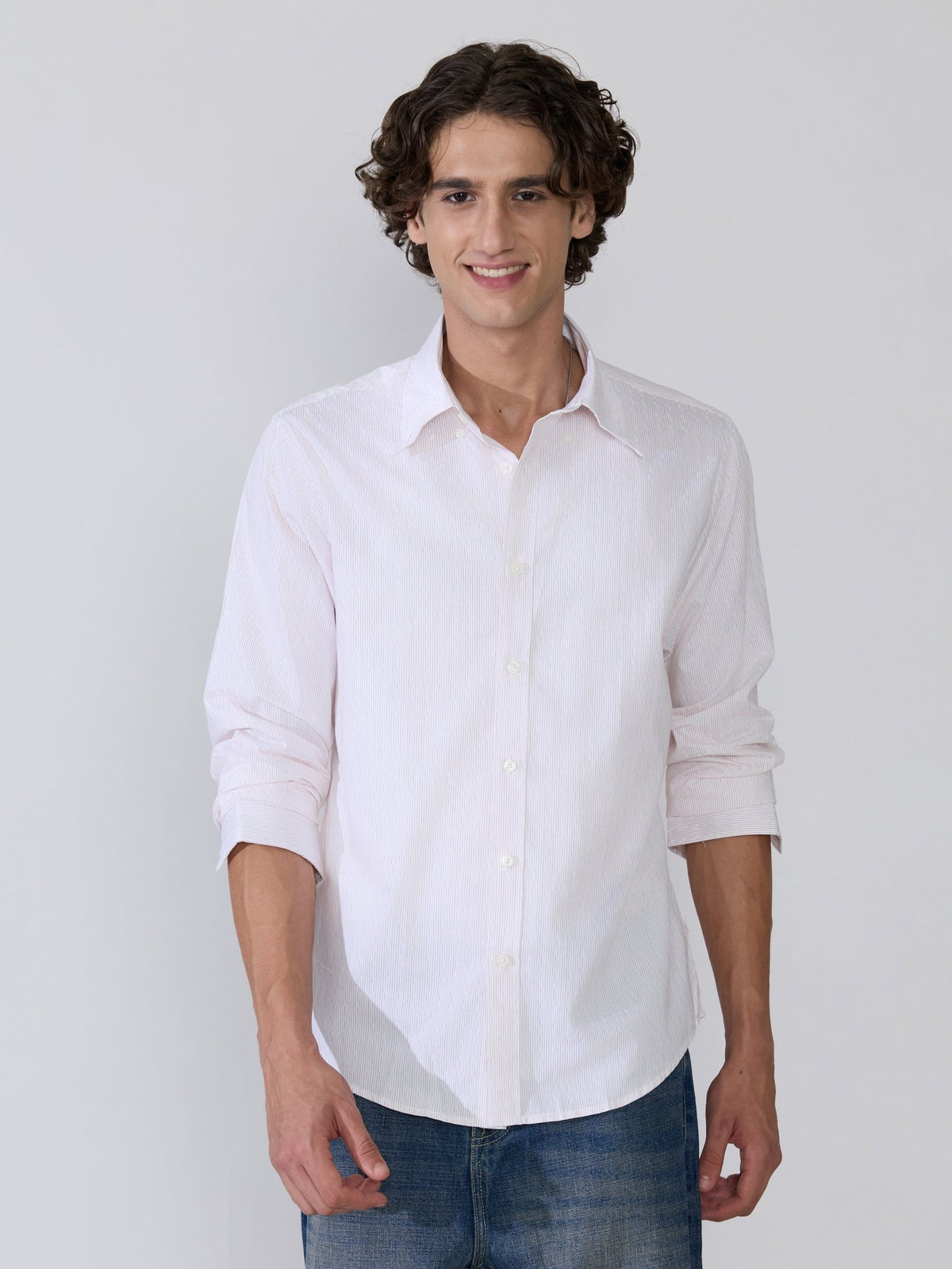 Erzela - Smart Fit Striped Shirt - Peach - Espanshe