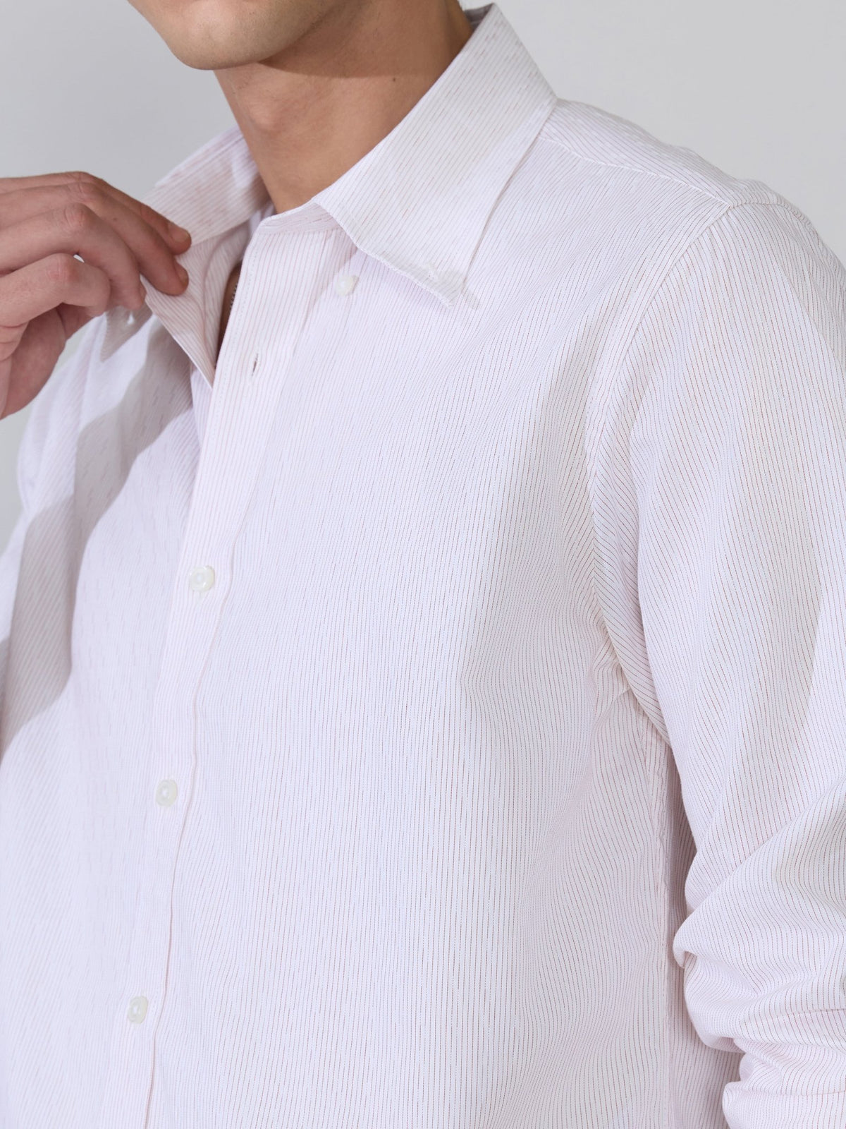 Erzela - Smart Fit Striped Shirt - Peach - Espanshe