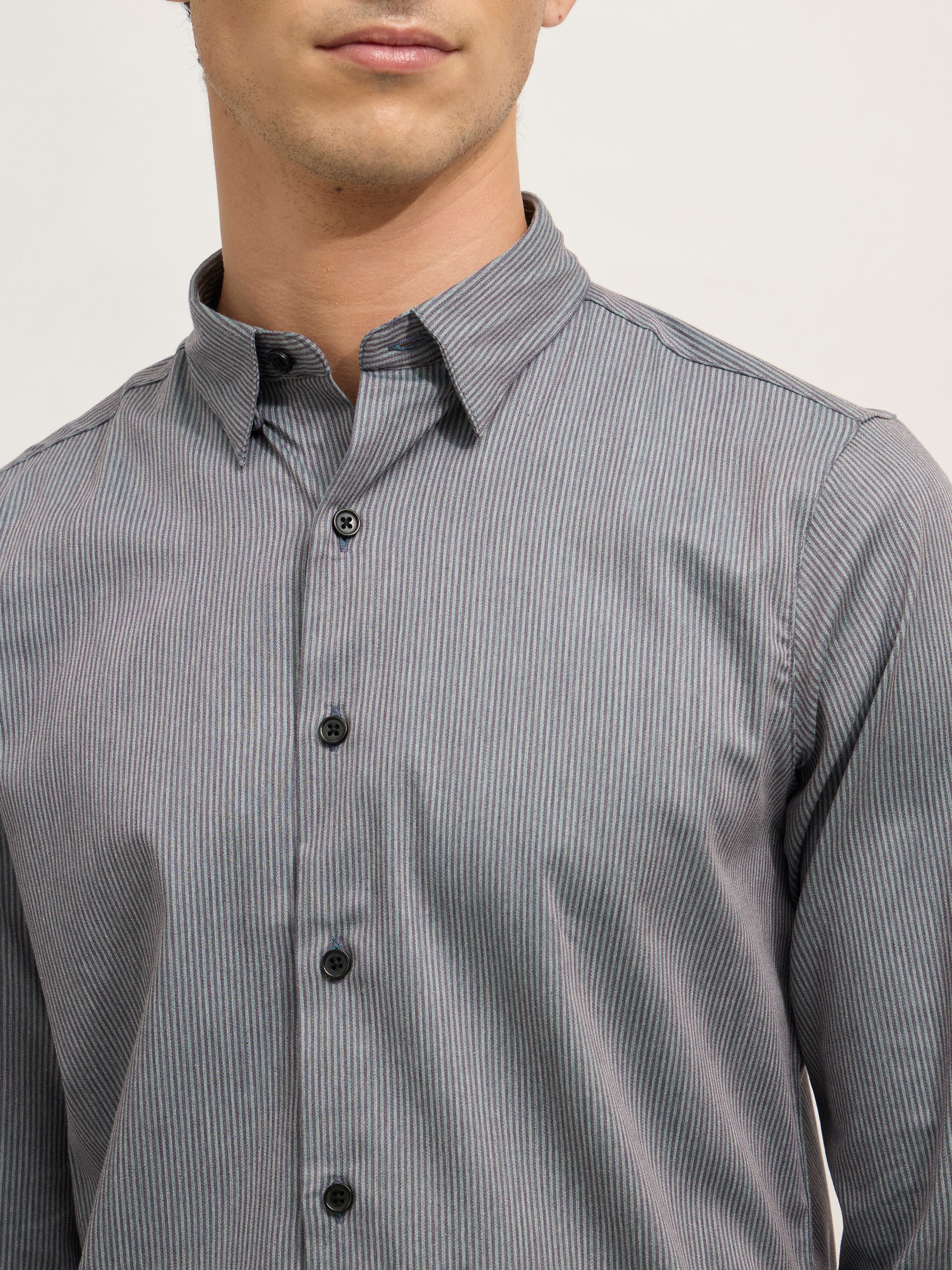 men's Striped Shirt - dark gray