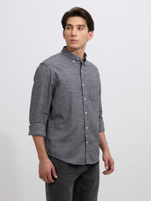 Men's Brushed Melange Plain Shirt in dark gray.