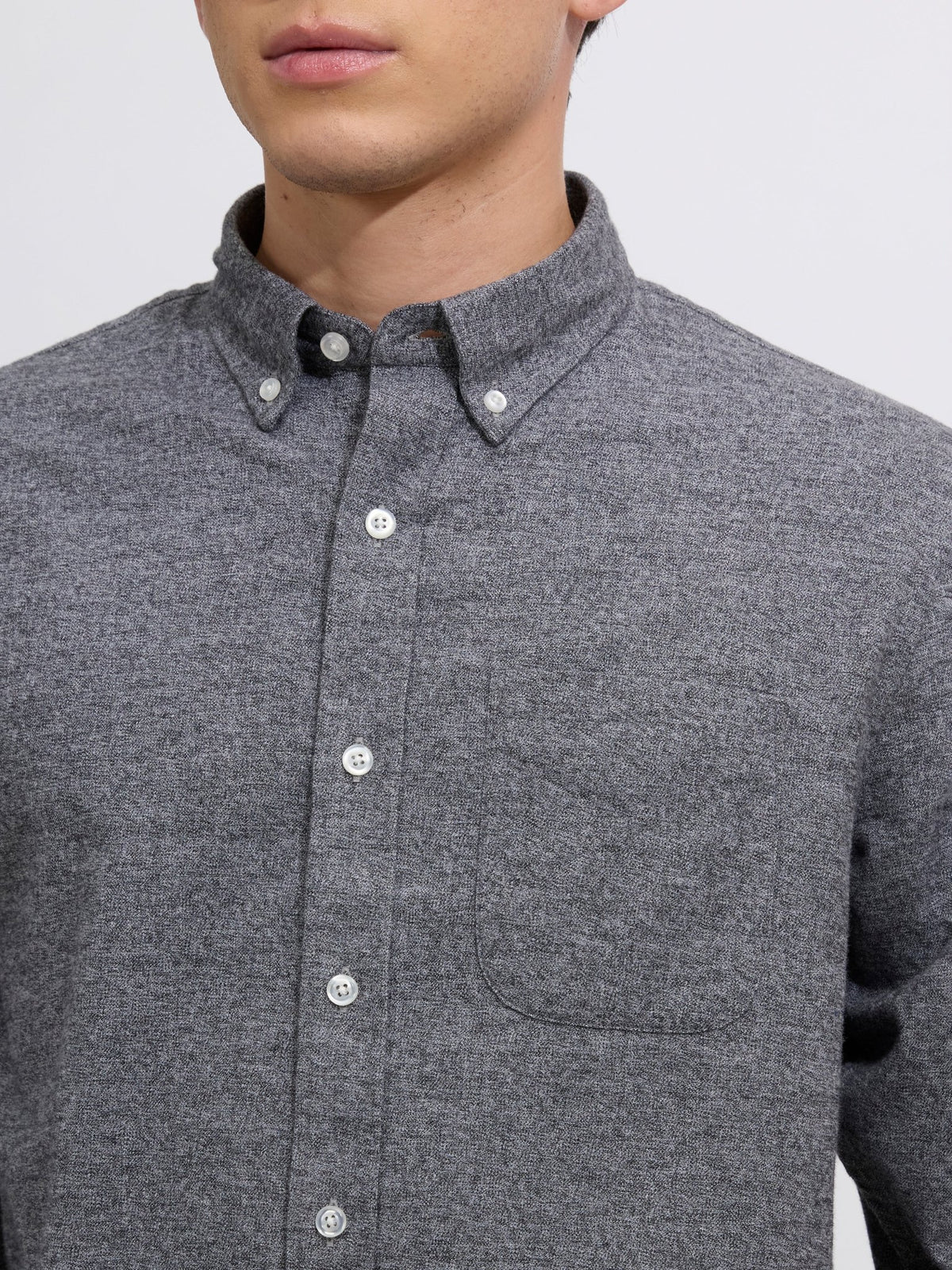 Floyd - Brushed Melange Plain Shirt - Dark Grey - Espanshe