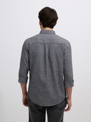Men's Brushed Melange Plain Shirt in dark gray.