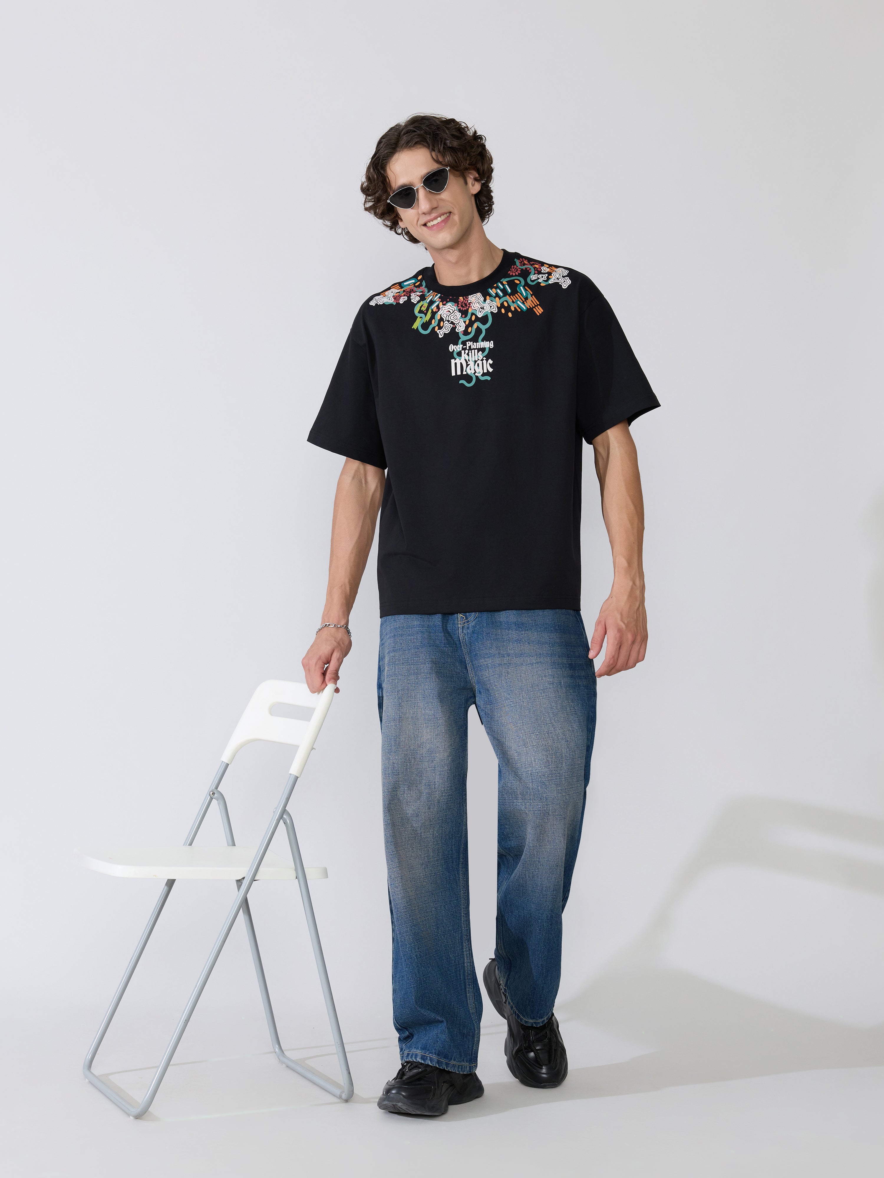 Men's printed t-shirt in black