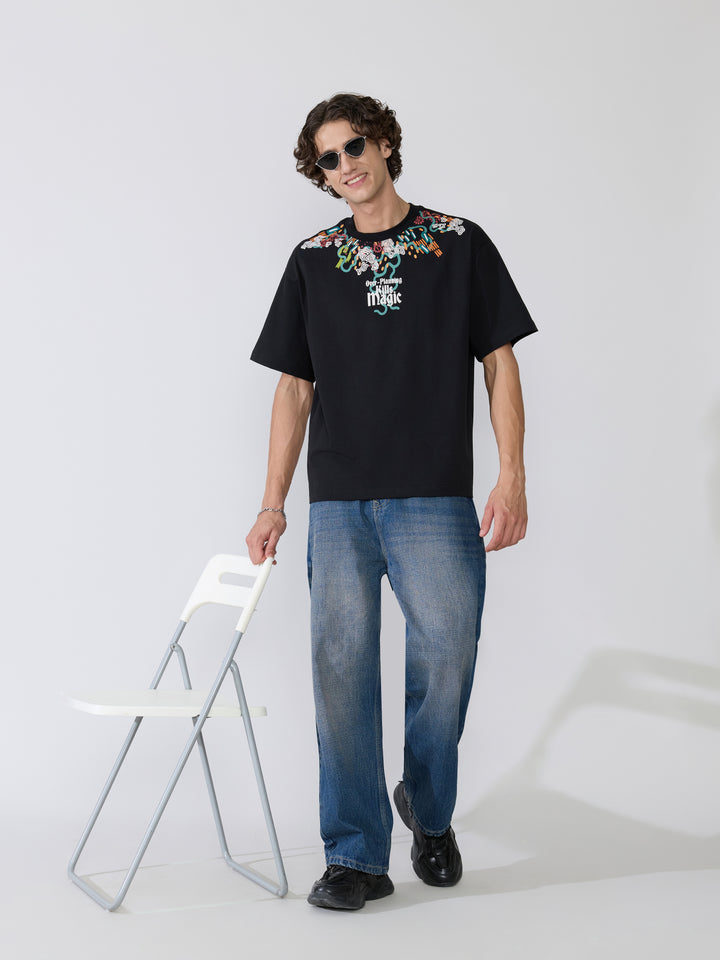 Men's printed t-shirt in black