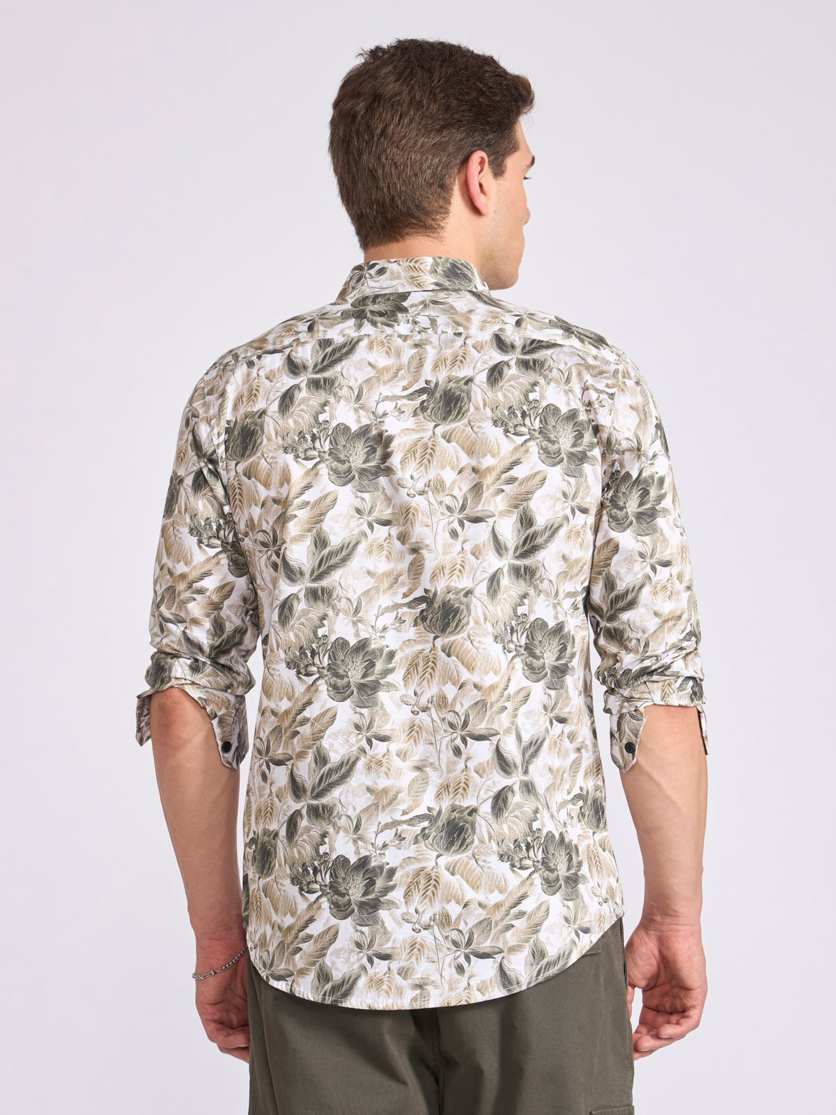 Ulfred - Satin Floral Printed Shirt - Dark Sea Green - Espanshe