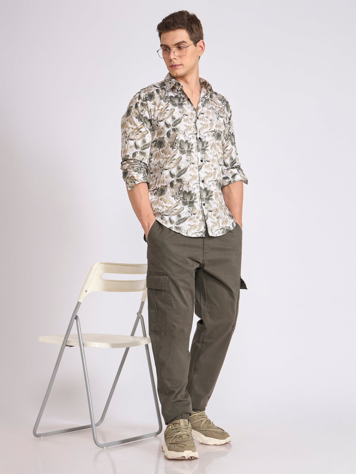 Ulfred - Satin Floral Printed Shirt - Dark Sea Green - Espanshe