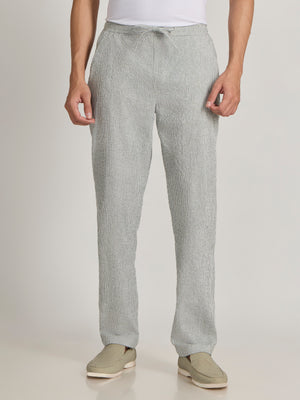 mens Striped Seersucker Trousers - Green