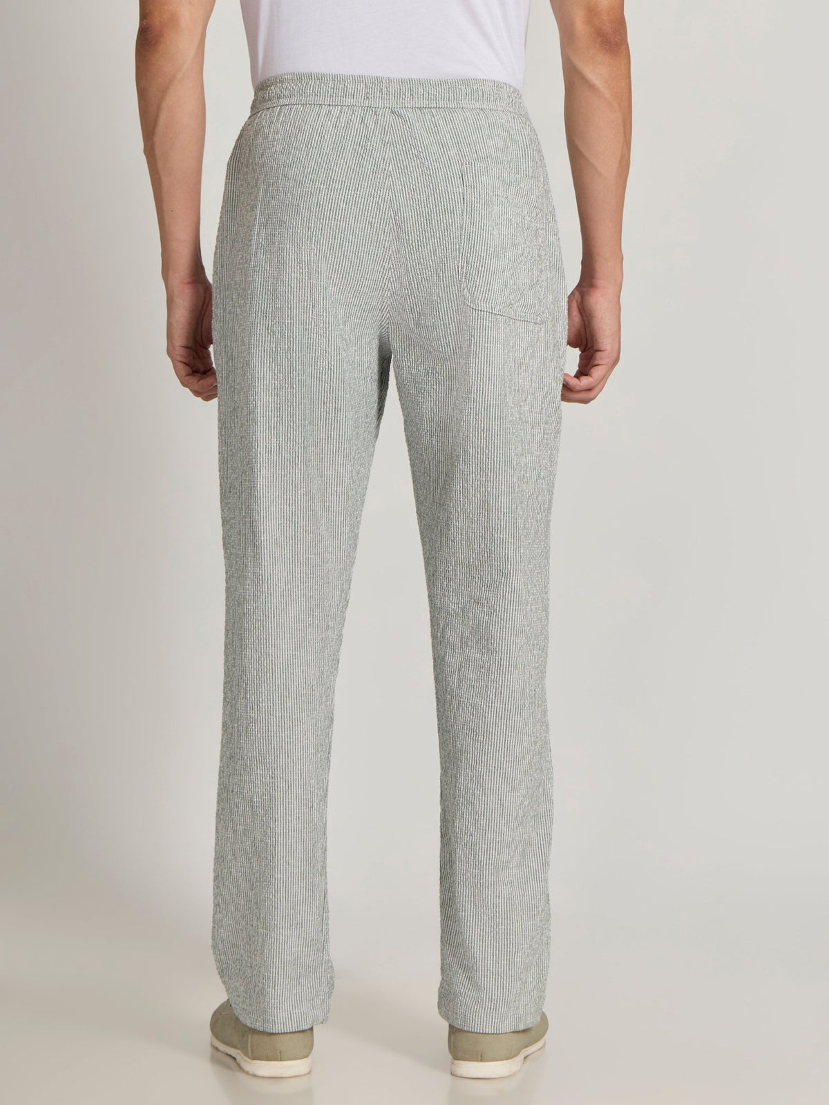 Corbin - Striped Seersucker Trousers - Green - Espanshe