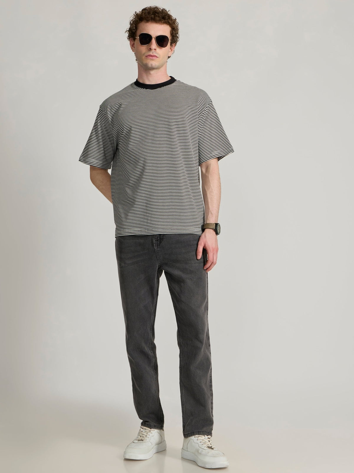 Ionathan - Striped Crew T-Shirt - Black - Espanshe