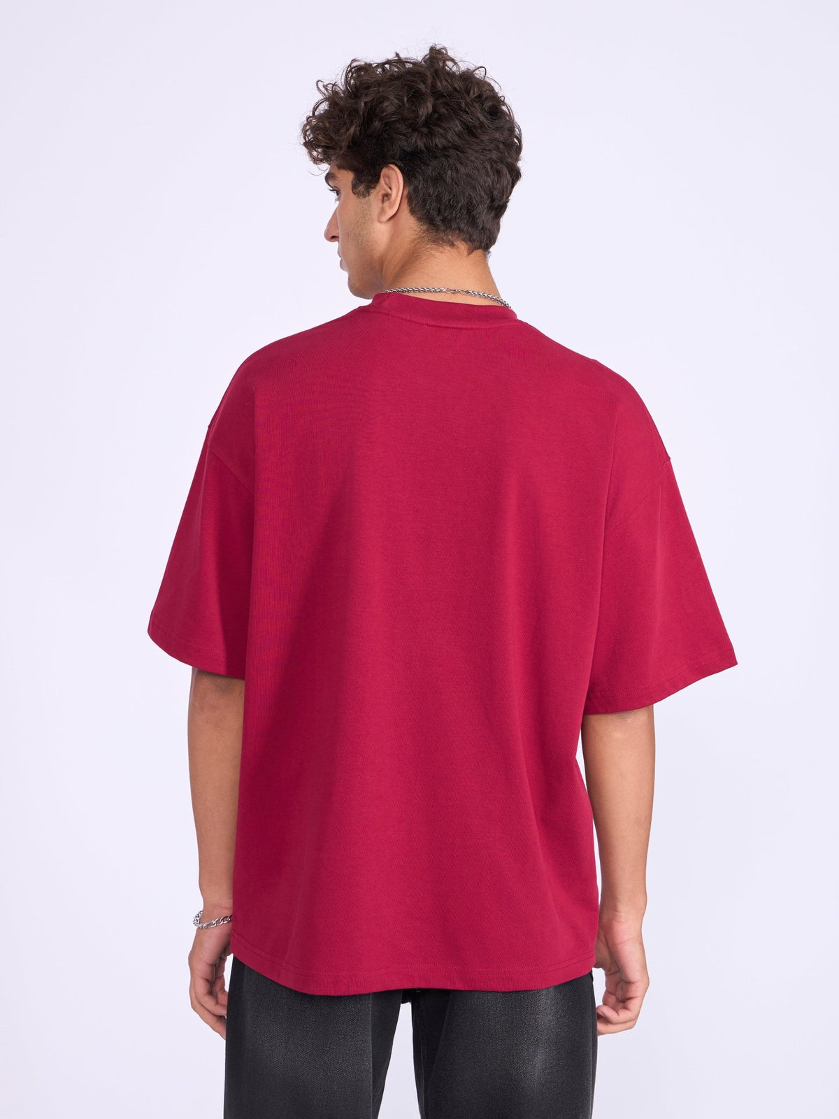 Everston - Still Growing Printed Baggy T-Shirt - Cranberry - Espanshe