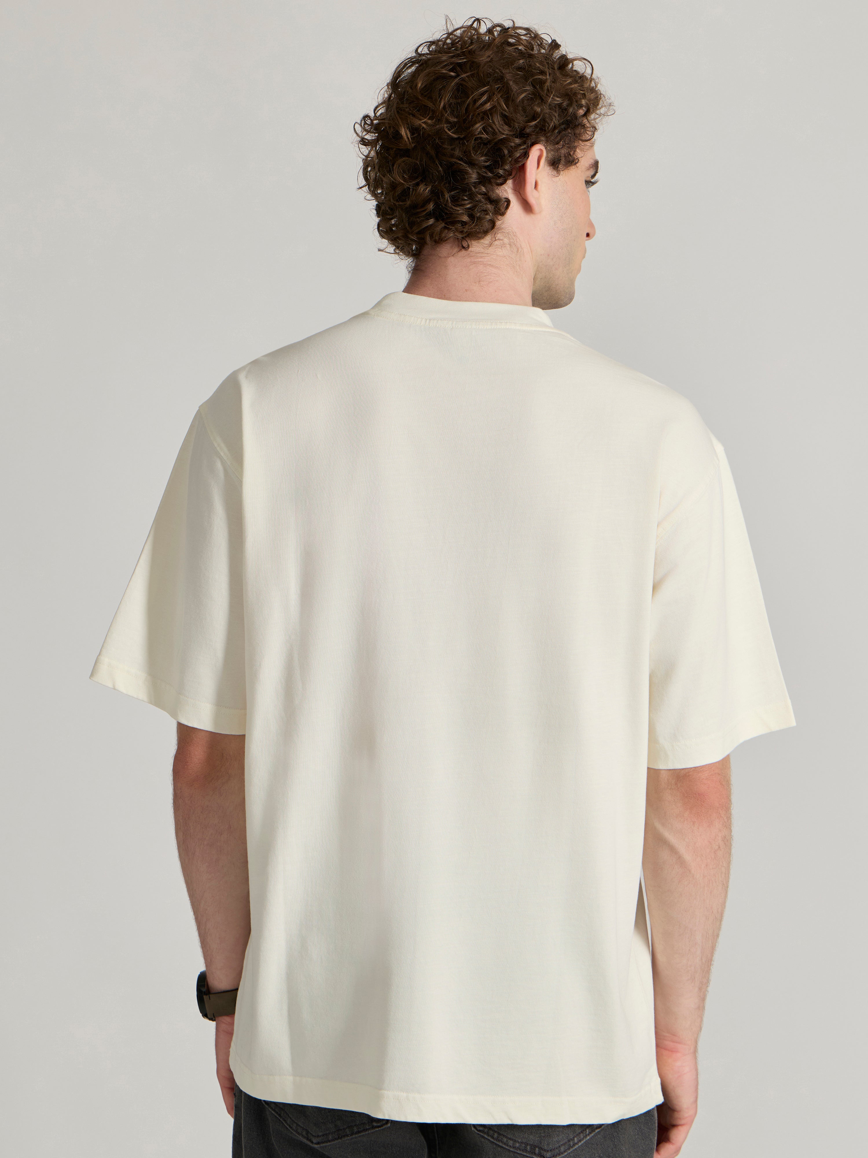 Men's printed baggy T-Shirt in cream