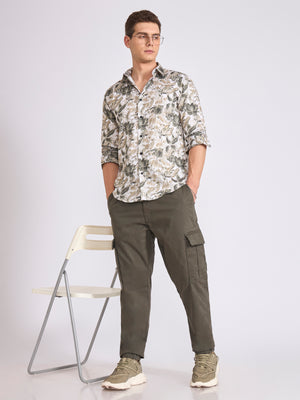 Men's jogger pant in olive green with elasticated drawstring